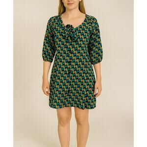 Boutique dress Women Green Casual A line dress with a houndstooth pattern SZ SP